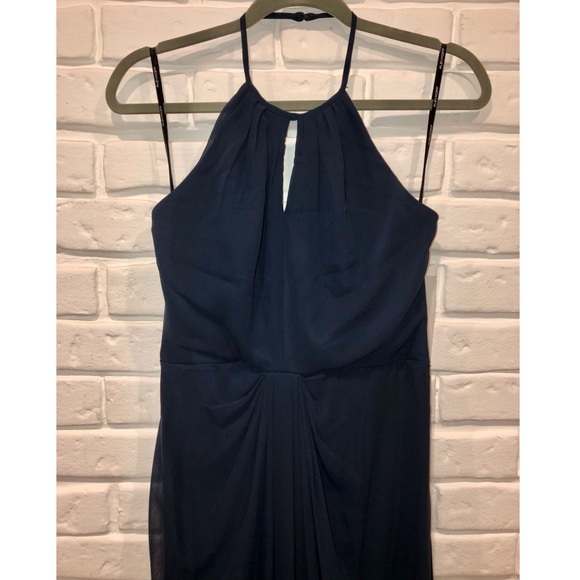 Bill Levcoff Navy halter bridesmaids dress - Picture 3 of 7